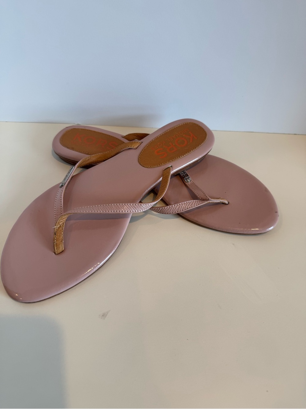 Michael Kors Pink Patent Thong Sandals